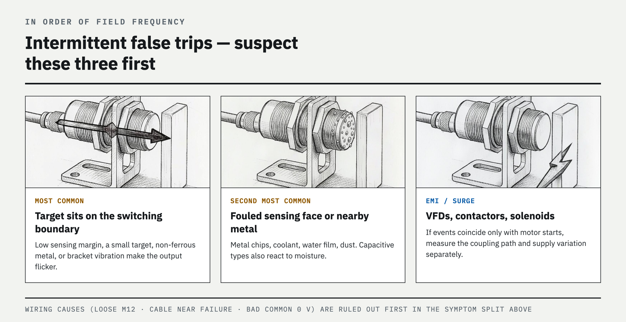 Likely causes — in the order most often encountered in the field
